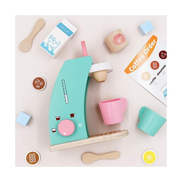 Tiny Land Kinderküche Brew & Serve Kaffeemaschinen-Set aus Holz - Spielen Sie Küchenzubehör, ermutigen Sie… – Bild 5