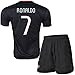 Soccer Kids 2016/2017 Football Soccer European Cup Ronaldo Away Portugal Kids Jersey & Shorts & Socks With Free Key Chain (11-12 Years, Black)