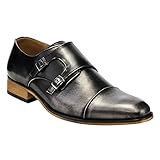 Beston EA28 Men's Double Monk Strap Slip On Dress Shoes