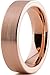 Tungsten Wedding Band Ring 6mm for Men Women Comfort Fit 18K Rose Gold Plated Plated Pipe Cut Flat Brushed Polished