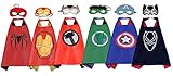 Superhero Dress Up Costume,6 Set of Double-Sided Satin Capes with Felt Masks for Kids