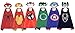 Superhero Dress Up Costume,6 Set of Double-Sided Satin Capes with Felt Masks for Kids