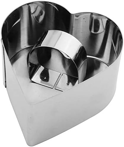 6 Pcs Cake Ring Mold Stainless Steel, 3 x 3 Inch Mousse Mold with Pusher and Lifter Cooking Rings (Heart-Shaped)