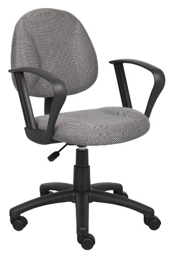 Boss Office Products B317-GY Perfect Posture Delux Fabric Task Chair with Loop Arms in Grey