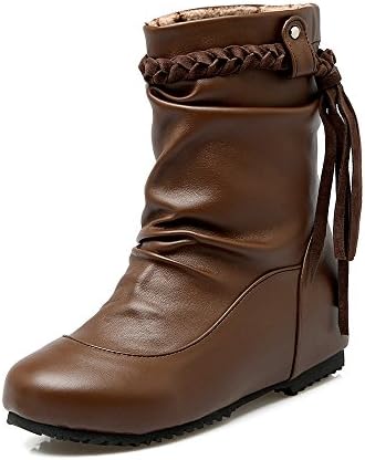 JIEEME Women's Slip-on Round Toe Flat Yellow Black Ankle Chelsea Boots