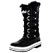 Polar Products Womens Snow Boot Nylon Tall Winter Fur Lined Snow Warm Waterproof Rain Boot - Black - 8-39 - CD0025