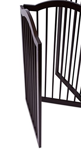 Internet's Best Arched Top Dog Gate for The Home, Doorway, Stairs | 3 Panel | 36in H x 60in W | Medium, Large Dogs, Puppies, Cat | Free Standing | Indoor Folding Pet Barrier | Wooden MDF | Espresso