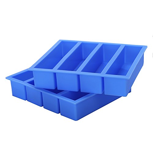 Silicone Ice Cube Tray with Easy Release Ice Cube Molds Collins Ice Tray, Large Ice Stick Cube for Cocktail Whiskey, Also Used for Butter Mold 2 Pack-Blue