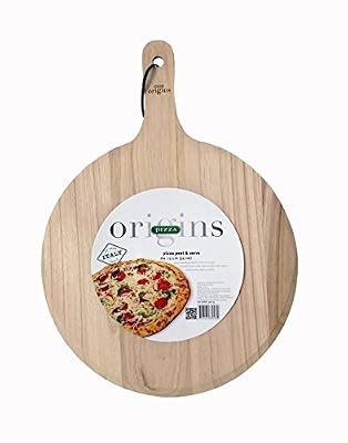 Italian Origins Round Pizza Peel, Wood, 13 by 21-Inch