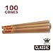 RAW 100 Classic King Size Cones - W Gallery Scoop Sticker - Discreet Box - 109mm Pre Rolled Cones - 26mm Filter Tips - Natural Brown Unbleached Unrefined Rolling Papers - Bulk Pack Bundle