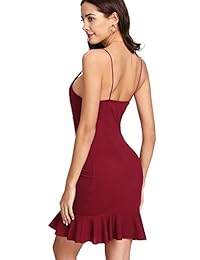 floerns Mujer Volantes correa de espagueti sin mangas Bodycon Midi vestido