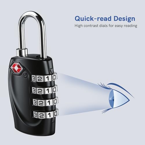 T Tersely （4 Pack）TSA Approved Luggage Combination Locks, 4 Digit Combination Padlock with Alloy Body TSA Lock for Travel Bag, Suit Case, Lockers, Gym, Bike Locks or Other
