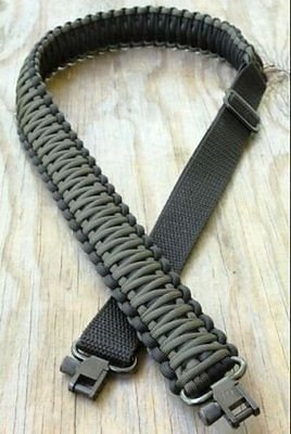 dgfweg Rifle Gun Slings handmade with 550 Paracord with swivels, adjustable (Black+Green)