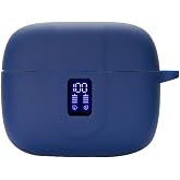 smaate Earbuds Case Compatible with TAGRY X08 Wireless Headphone, Silicon Protective Cover with Keychain, with Window for LED Display, Blue
