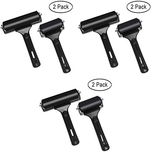Aipaide 2 Pcs Rubber Glue Roller for Anti Skid Tape Construction Tools, Printmaking, Ink Paint Block Stamping Brayers 3.8 and 2.2 Inch, Black (3 pack)