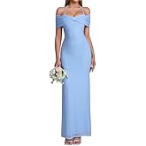 URYIAO Off The Shoulder Halter Tie Corset Maxi Dress Bodycon Formal Wedding Guest Cocktail Dresses for Women