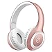 BODECIN Wireless Bluetooth Headsets, Skin Friendly Leather 3D Over-ear Stereo Sound Sport Bluetooth 4.1 Headphones for iPhone/iPad/Android Build in Mic Support TF Card(Rose Gold)