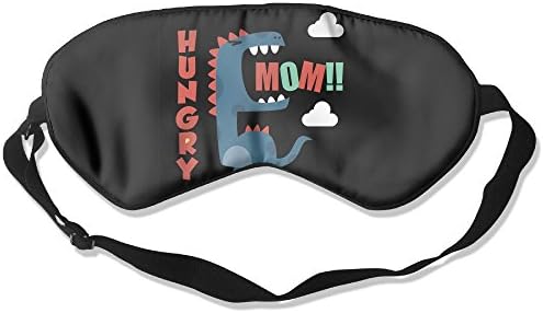 Natural Silk Sleep Mask Eye Mask Eye Cover for Travel/Nap/Meditation - Blindfold with Adjustable Strap for Men Women Kids (Mom I Am Hungrey - Dinosaur, Black)
