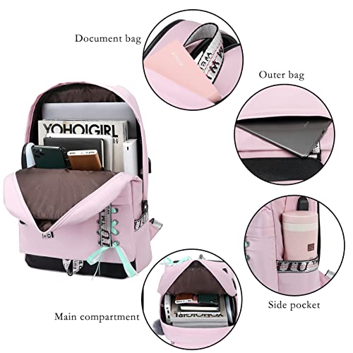 GUIVITU Backpacks for Girls Schoolbag for Kids 6-12 years Teens Bookbag Children Waterproof Rucksack with Pencil Case Sets