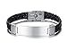 Mealguet Jewelry Personalized Custom Engraving Stainless Steel ID Tag Genuine Braided Leather ID Bracelets Band for Him,8.2