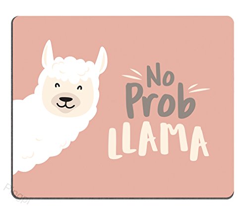 Llama Gaming Mouse Pad - Cute Llama Design With No Prob Llama Motivational Quote Personalized Design Non-Slip Rubber Mouse Pad