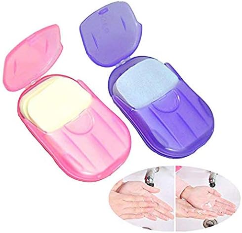 CRIVERS 10 Pack Portable Disposal Paper Soap Sheets Disposable Film Foaming Paper Soap for Travel Outdoor Washing Hand Toiletry Bath Use with Slide Storage Box,Random Colors