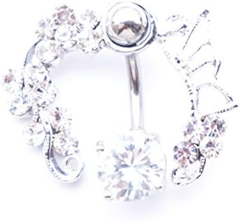 DEDEGUI White butterfly 14g Belly Button Navel Ring Body Piercing Jewelry