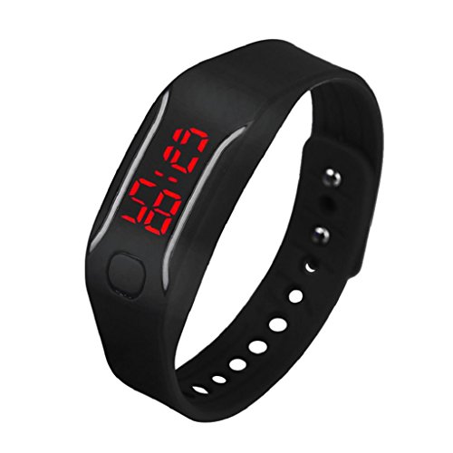 Digital Sport Watch Hosamtel Mens Womens Silicone LED Date Bracelet Wrist Watch (Black)