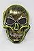 NEON NIGHTLIFE Light Up Skull Mask, Scary Skeleton Death Mask, Halloween LED Grim Reaper Costume, Green & White