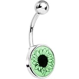Stainless Steel Arty Sunflower Glow in the Dark Belly Ring