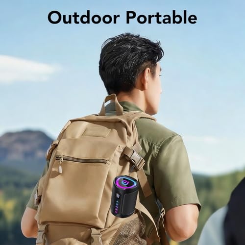 aowoka Portable Wireless Bluetooth Speaker with LED Light, Smart Digital Screen+Smart EQ, Bluetooth 5.4, Powerful Bass, IPX7 Waterproof, Speaker for Travel/Sport/Party/Bike