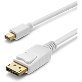 GearIT Gold Plated Mini DisplayPort to DisplayPort Cable 6 Feet (Mini DP to DP) Thunderbolt 2 Port Compatible, 4K Resolution Ready - White
