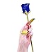 YUYIKES 9 Inches Romantic Love Forever in Bud Blue Crystal Rose Flower, Best Gift for Valentine's Day, Mother's Day, Anniversary, Birthday Gift, Home Wedding Decoration (Blue)