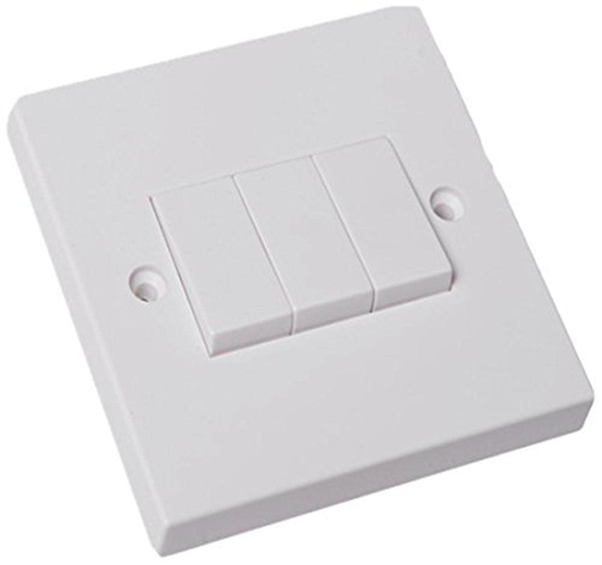 Merriway BH05899 Rocker 10 Amp Electric Wall Switch 3-Gang 2-Way-White