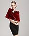 Faux Fur Shawl Wrap Women’s Bridal Winter Wedding Party Shrug Free Brooch (12 colors) by BEATELICATE
