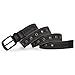 Men's Military Water-Washed Canvas Waist Web Belt Leather Tipped End and Silver Metal Buckle (Medium(34-36), Black)