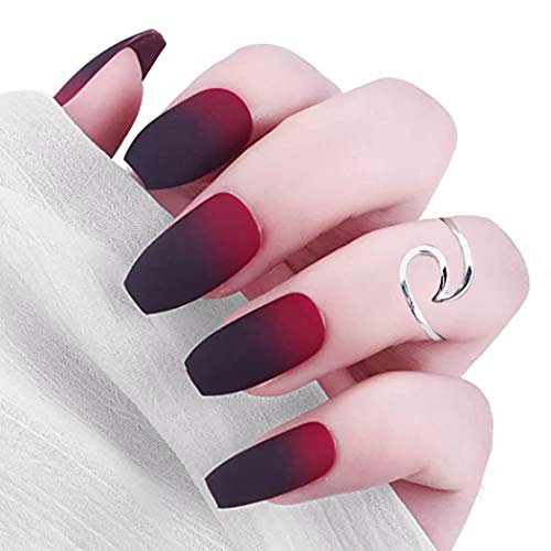 Easedaily Coffin Fake Nails Red And Black Press On Nails Matte Gradient False Nails Ballerina Short Full Cover Ombre Fake Nails For Women Pricepulse Easedaily Coffin Fake Nails Red And Black Press On Nails Matte Gradient False Nails Ballerina Short Full Cover Ombre Fake Nails For Women Pricepulse
