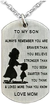 Micaa Always Remember To My Son Dog Tag From Dad Mens Boys Inspirational Necklace (Mom to Son)