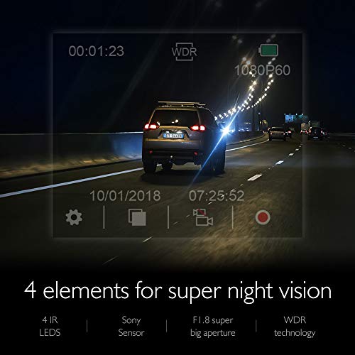 AKASO Dual Dash Cam 1080P60 FHD, Uber Front & Rear Dash Camera, Dual Sony Starvis, 340° Wide Angle, Dual Record 1080P, Infrared Night Vision, Parking Mode, G-Sensor, Support 128GB max. (Trace 1)