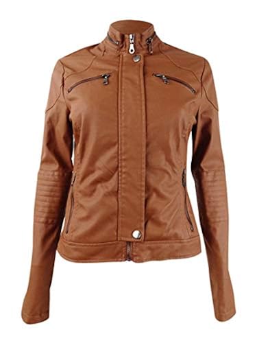 Maralyn Me Juniors' Faux-Leather Moto Jacket in Kenya Whizz