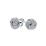 Bling Jewelry 925 Sterling Silver Twisted Love Knot Stud Earrings