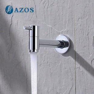 AZOS Utility Mop Bibcock Single Cold Wall Mount Chrome Outdoor Garden Tap Bathroom Basin Faucet PJTB014