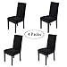 Gold Fortune Spandex Fabric Stretch Removable Washable Dining Room Chair Cover Protector Seat Slipcovers Set of 4 (Black)