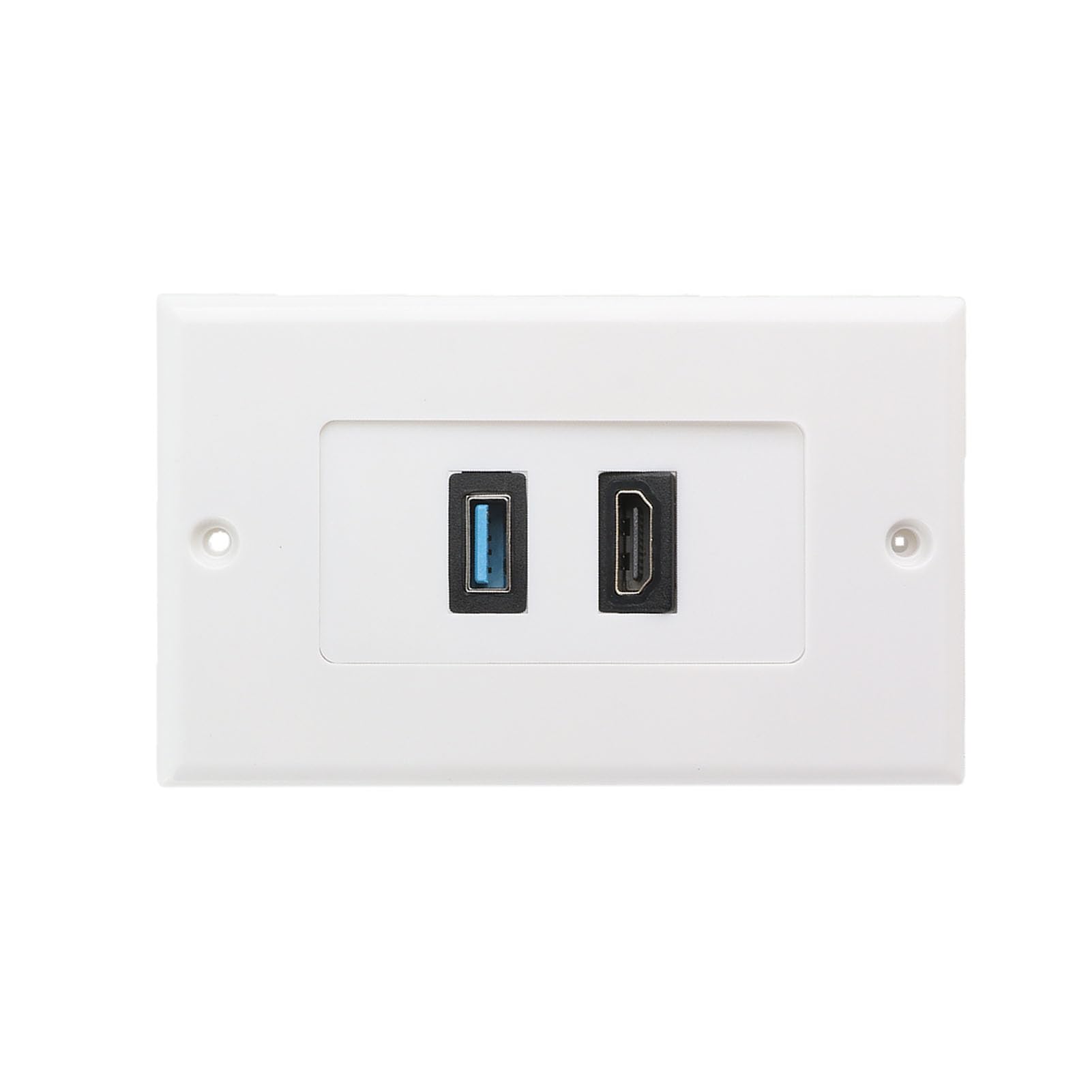 Wall Outlet, HDMI Wall Plate, USB Wall Plate, 1 Port HDMI Female + 1 Port USB3.0Female Integrated Faceplate, ABS Main Panel Socket Wall Outlet Plate Socket