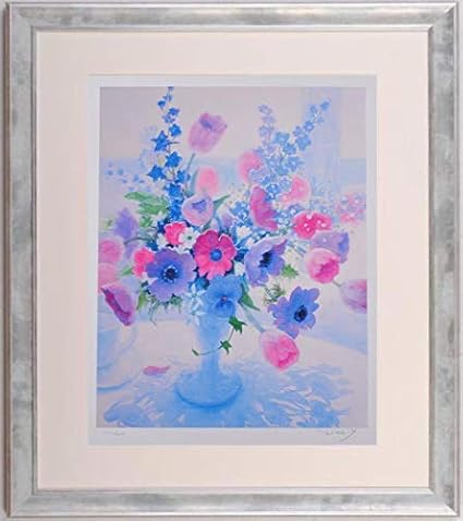 Amazon 山口英明 テラスのアネモネ 花 絵画 チューリップ パンジー 版画 ジークレー 額付き 版画 彫刻 通販