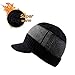 XIAOHAWANG Winter Men Hat Knit Cable Visor Beanie with Fleece Lining Patchwork Stripe Newsboy Cap with Brim for Outdoor Sport (Black)