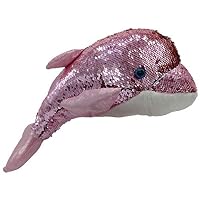 LMC Products Pink Dolphin Stuffed Animals - Reversible Sequin Dolphin Plush - Sequin Dolphin Pillow - Flip Pink to Silver - 18"