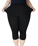 American Trends Women's Plus Size Stretch Modal 3/4 Smooth Capri Leggings (FBA)