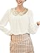 Allegra K Women Sequin Peter Pan Collar Blouse Long Sleeve Chiffon Tops