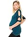 Caramel Cantina Maternity Top with Dolman Sleeves and Open Back (Large, Dark Teal)